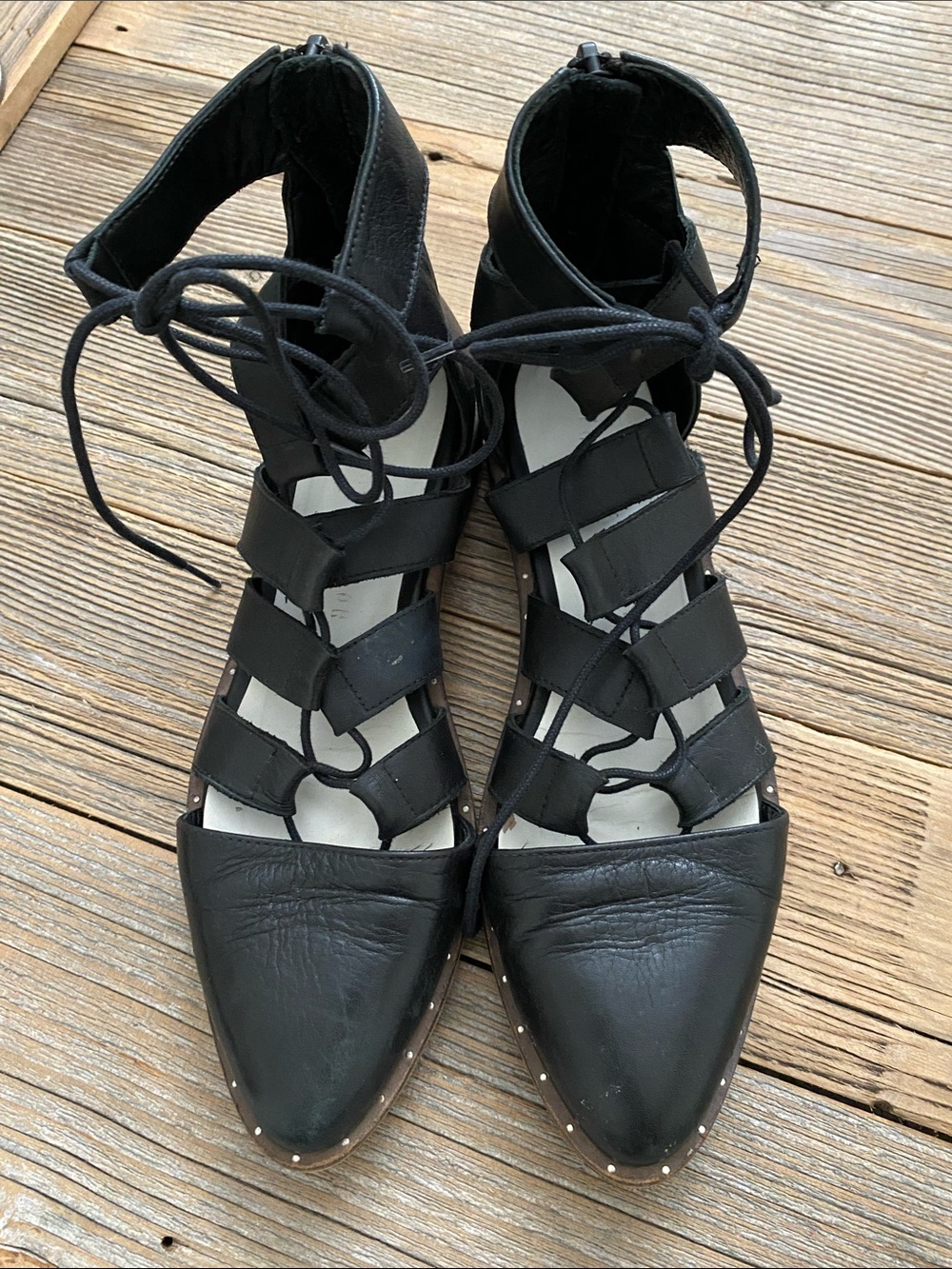 Frēda Salvador Gladiator Sandals. Black. Size 7.
